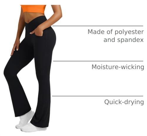 Yoga Pants for Women Flare Leggings with Pockets Crossover Yoga Leggings