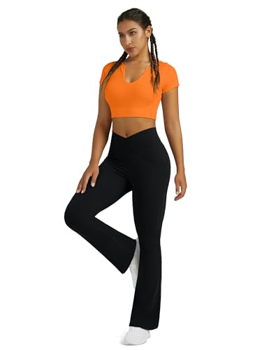 Yoga Pants for Women Flare Leggings with Pockets Crossover Yoga Leggings