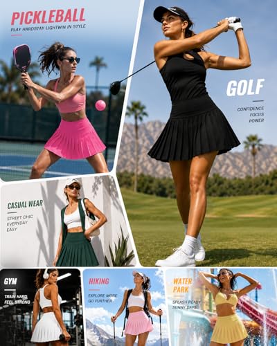 Pleated Tennis Skirt for Women Athletic Golf Skorts with Pockets Shorts