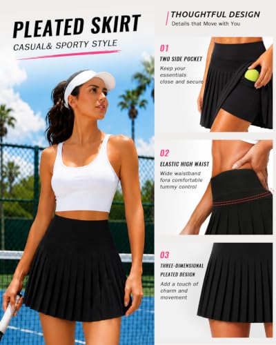 Pleated Tennis Skirt for Women Athletic Golf Skorts with Pockets Shorts