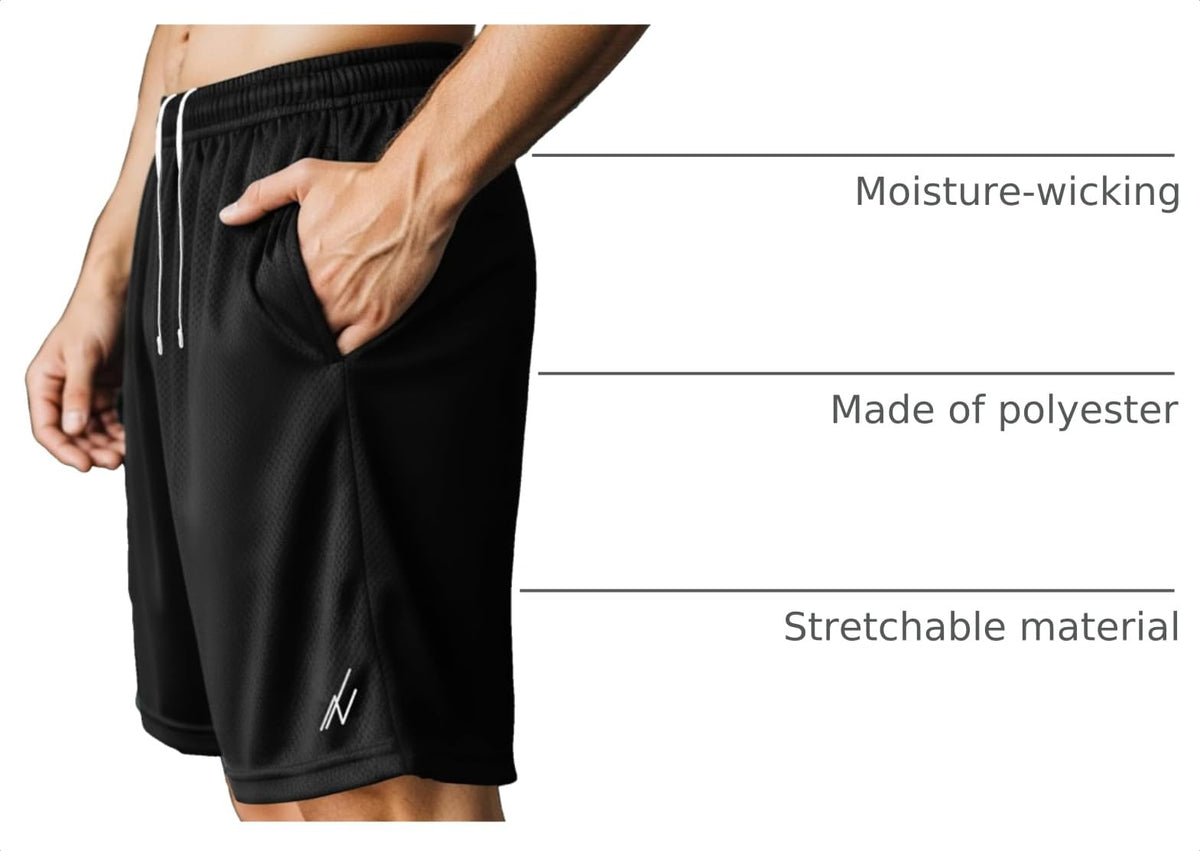 NY Threads Multipack Breathable Mesh Mens Athletic Shorts Loose-Fit Shorts