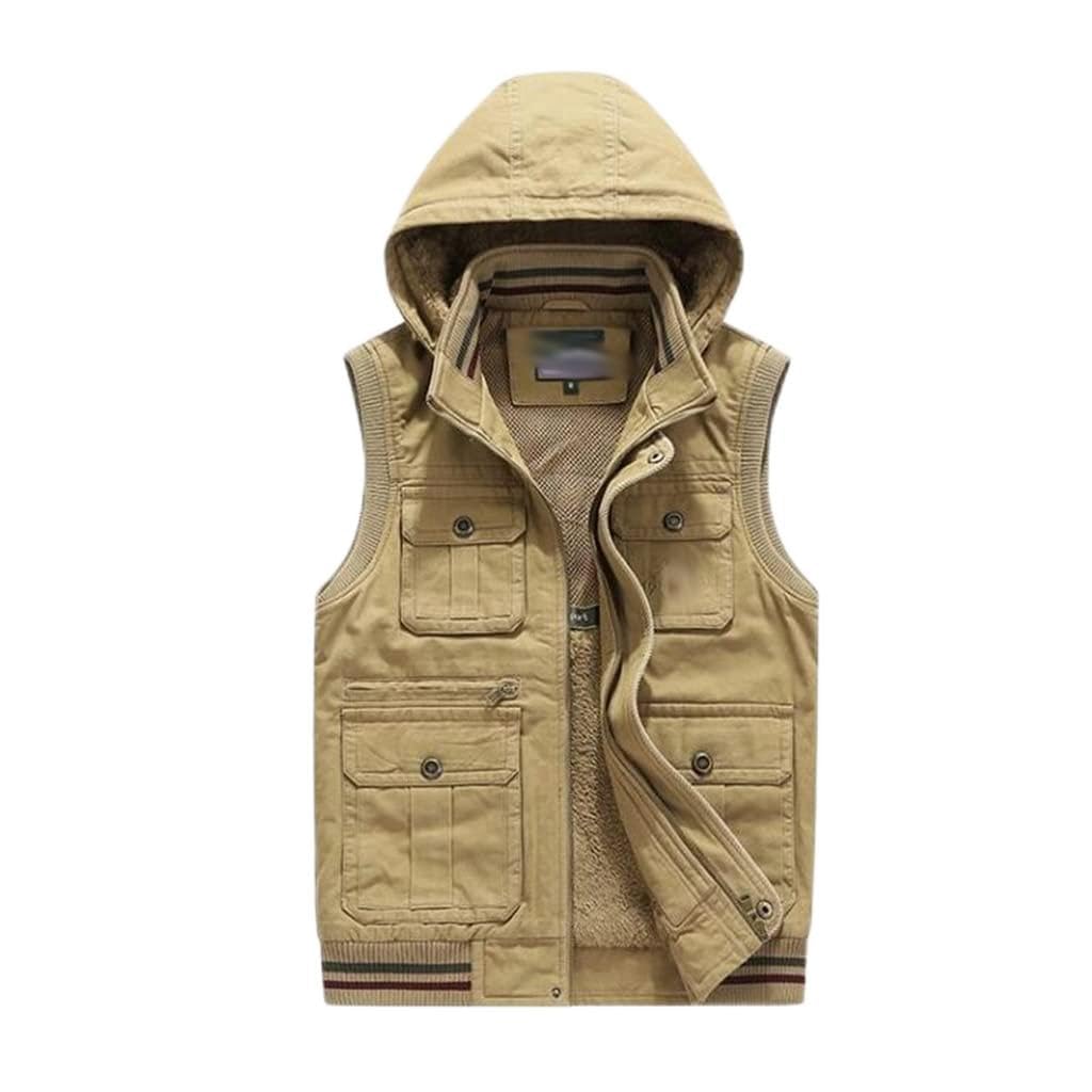 Men’s Hooded Multi-Pocket Fleece Vest