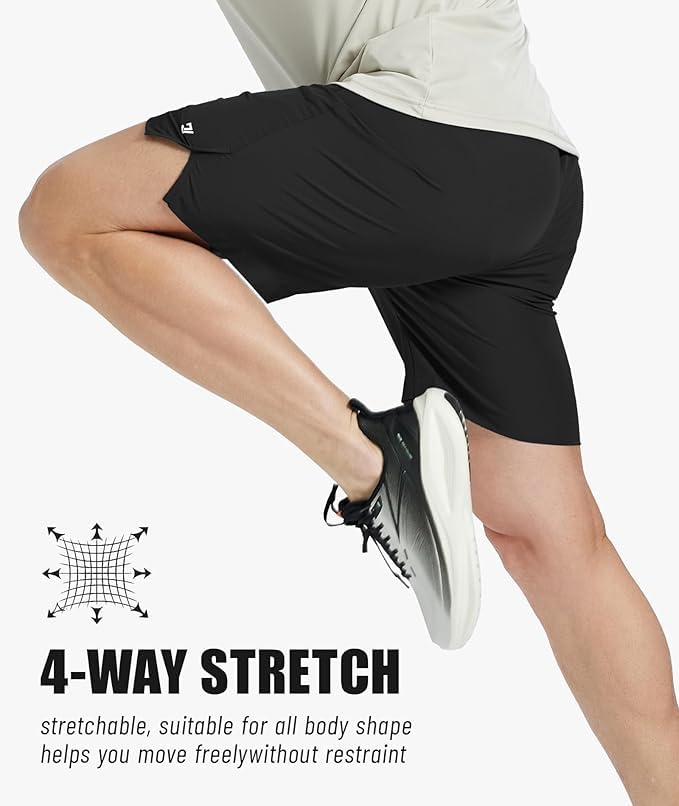 ZITY Men's 7 Inch Quick Dry Athletic Running Shorts, 3 Zipper Pockets