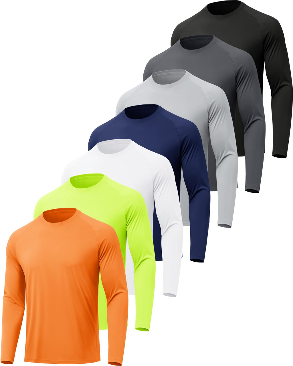 MLYENX 7 Pack Long Sleeve Shirts for Men Sun Protection Quick Dry