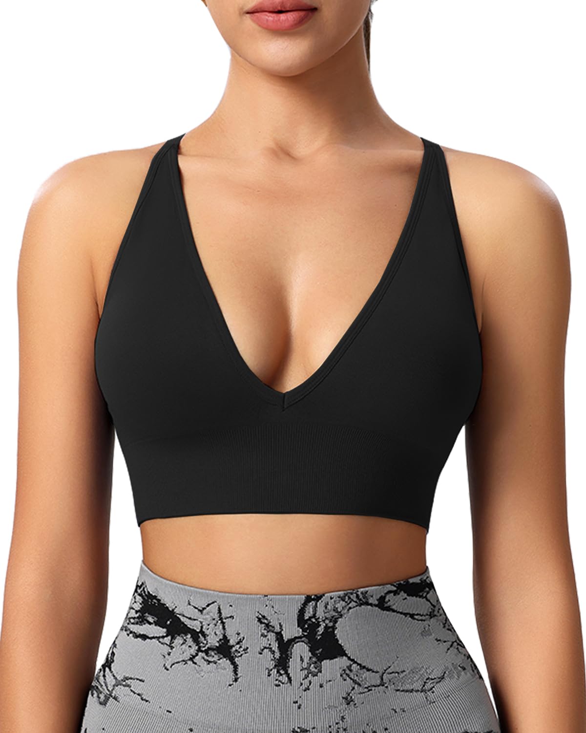 Women's Seamless V-Neck Sports Bra