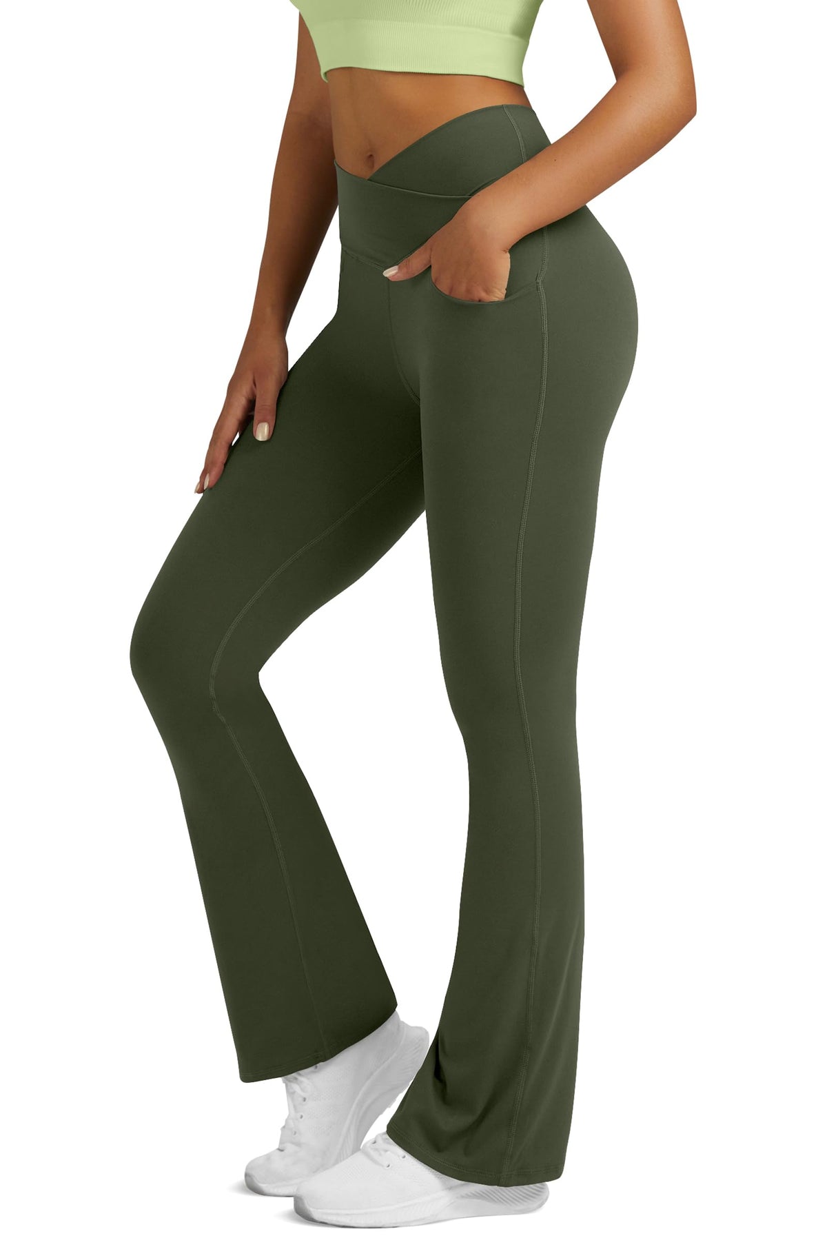 Yoga Pants for Women Flare Leggings with Pockets Crossover Yoga Leggings