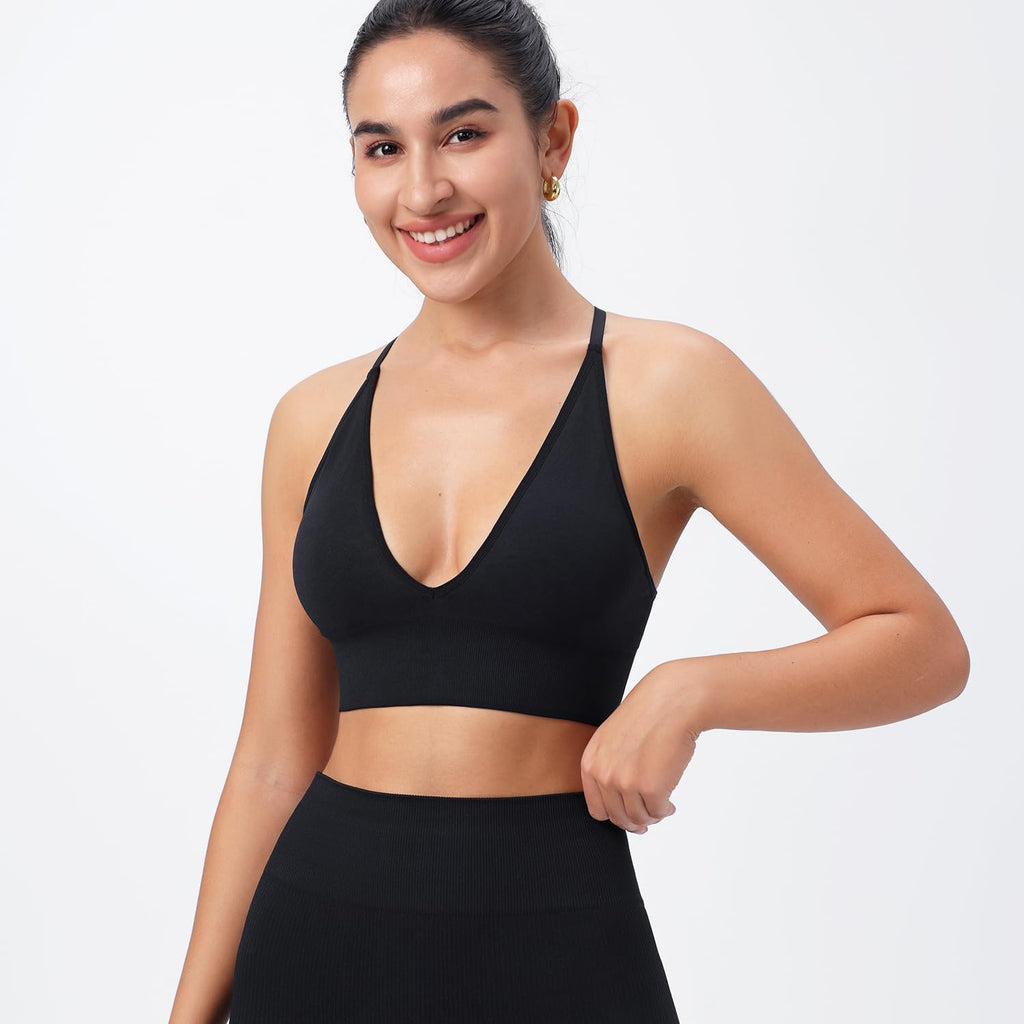 Women's Seamless V-Neck Sports Bra