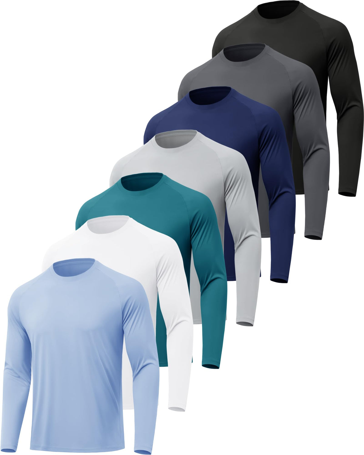 MLYENX 7 Pack Long Sleeve Shirts for Men Sun Protection Quick Dry
