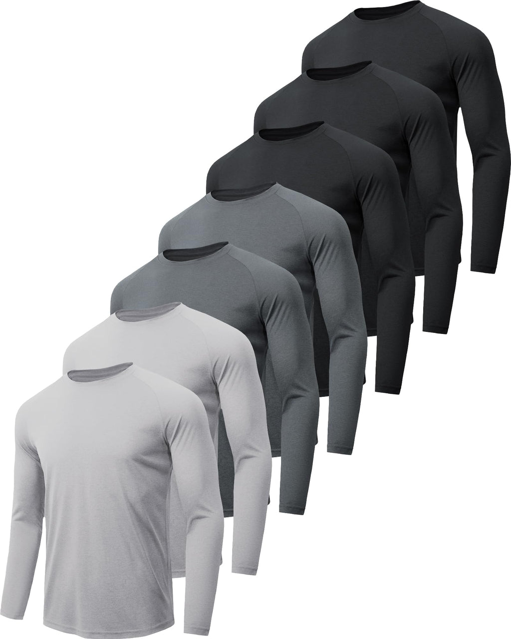 MLYENX 7 Pack Long Sleeve Shirts for Men Sun Protection Quick Dry