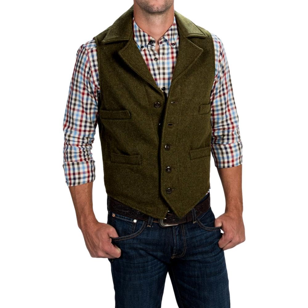 Filson Men's Mackinaw Wool Western Vest, Forest Green, Small