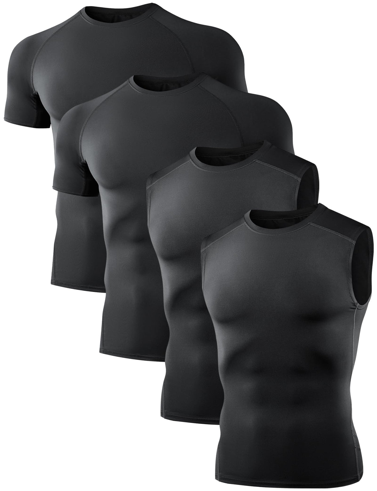 Dalavch 1/4/5 Pack Men's Compression Workout Short Sleeve/Sleeveless Shirts