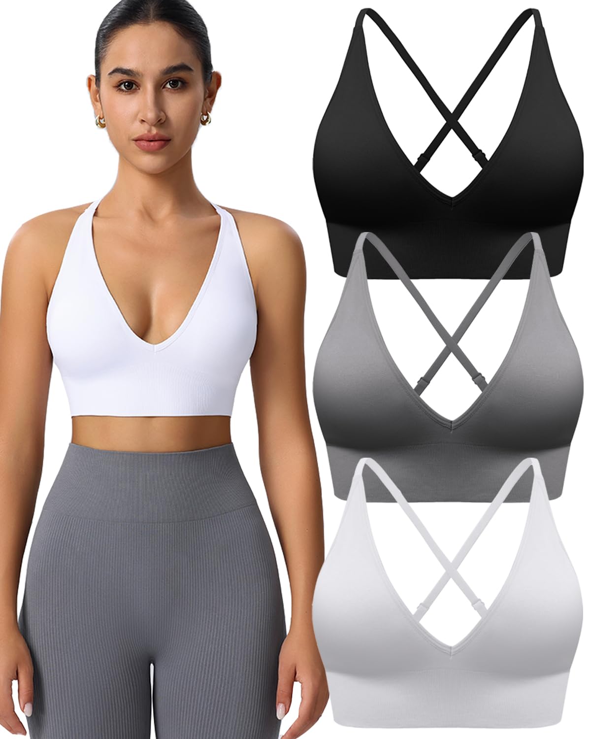 Women's Seamless V-Neck Sports Bra