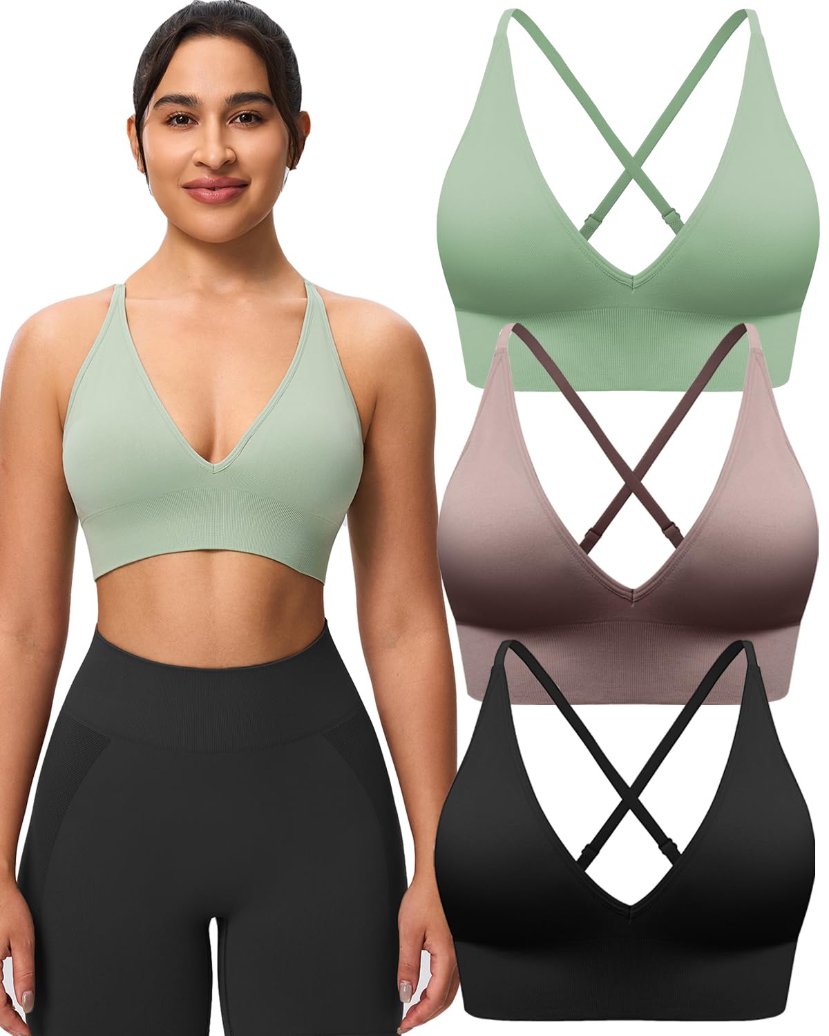 Women's Seamless V-Neck Sports Bra