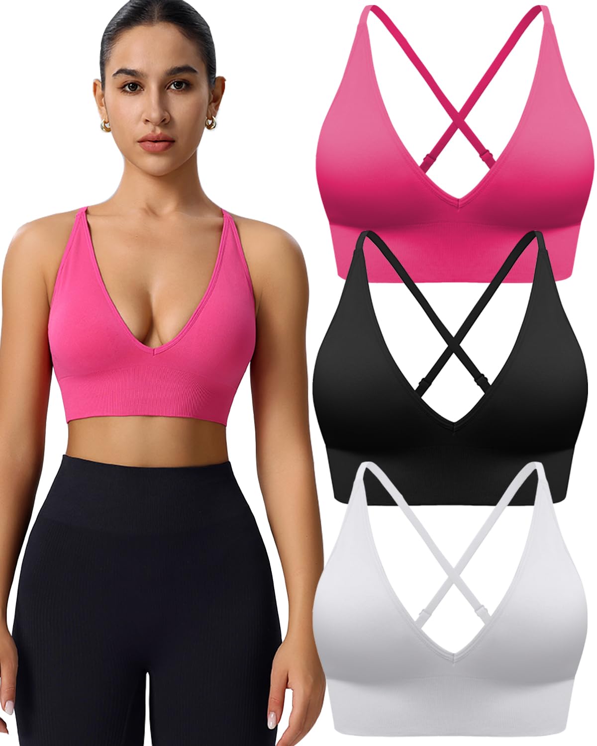 Women's Seamless V-Neck Sports Bra