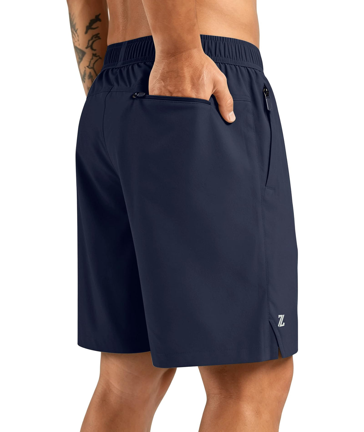 ZITY Men's 7 Inch Quick Dry Athletic Running Shorts, 3 Zipper Pockets