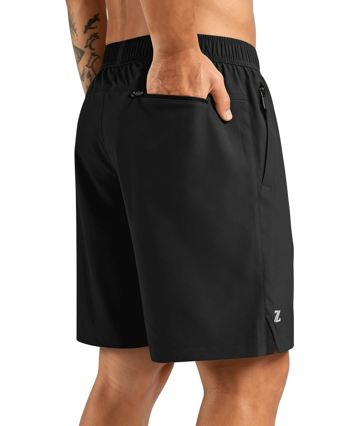 ZITY Men's 7 Inch Quick Dry Athletic Running Shorts, 3 Zipper Pockets