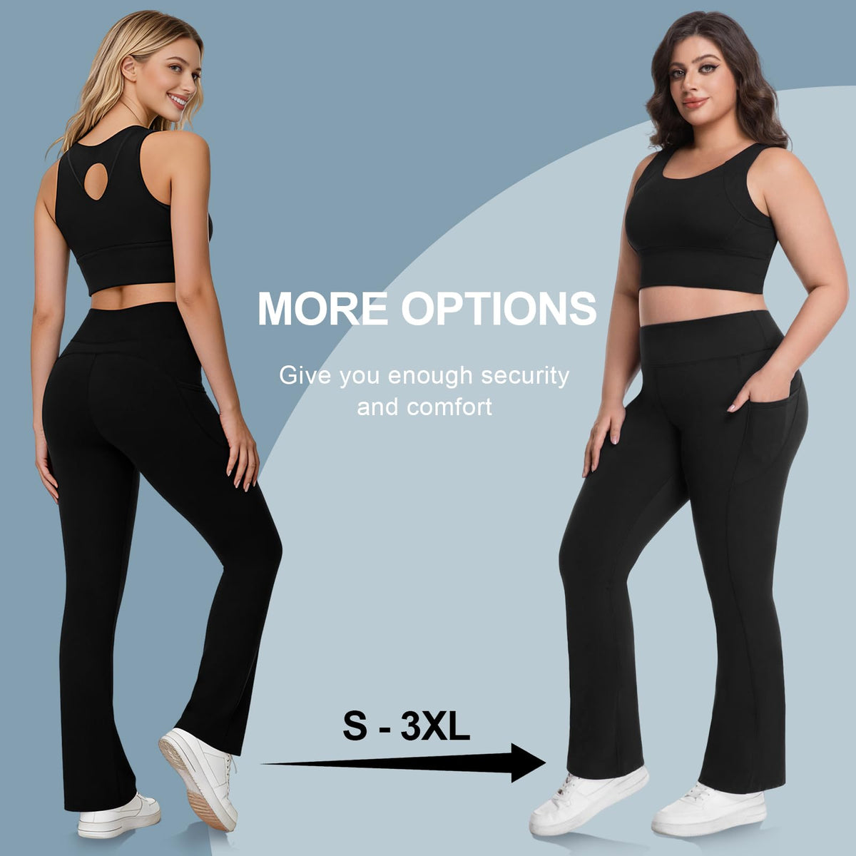 Shgiloo 3 Packs Women's Flare Leggings Yoga Pants with Pockets