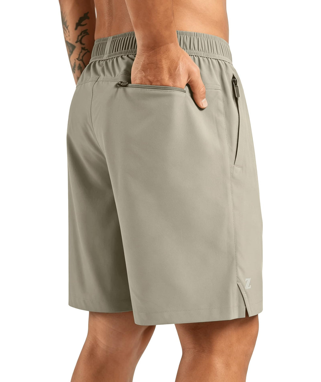 ZITY Men's 7 Inch Quick Dry Athletic Running Shorts, 3 Zipper Pockets
