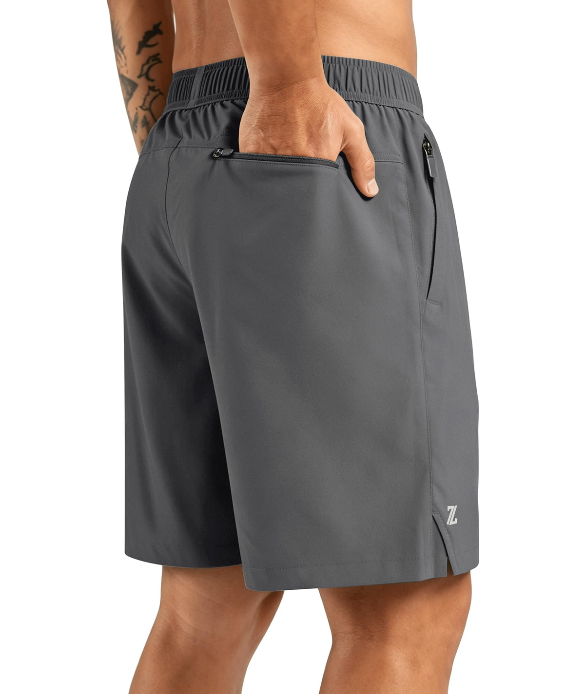 ZITY Men's 7 Inch Quick Dry Athletic Running Shorts, 3 Zipper Pockets