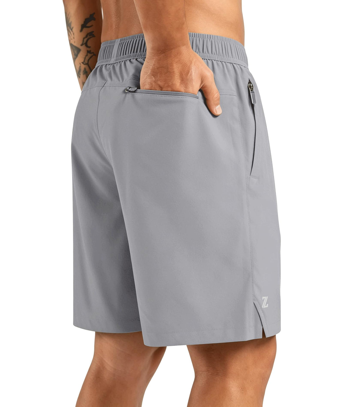 ZITY Men's 7 Inch Quick Dry Athletic Running Shorts, 3 Zipper Pockets