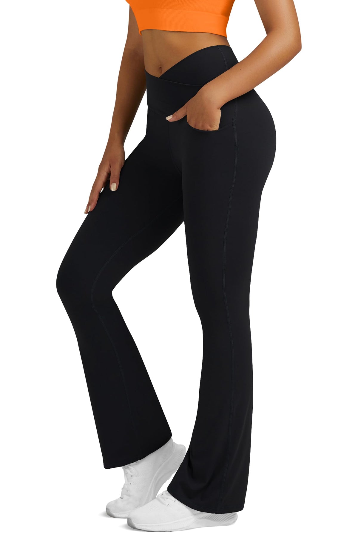 Yoga Pants for Women Flare Leggings with Pockets Crossover Yoga Leggings