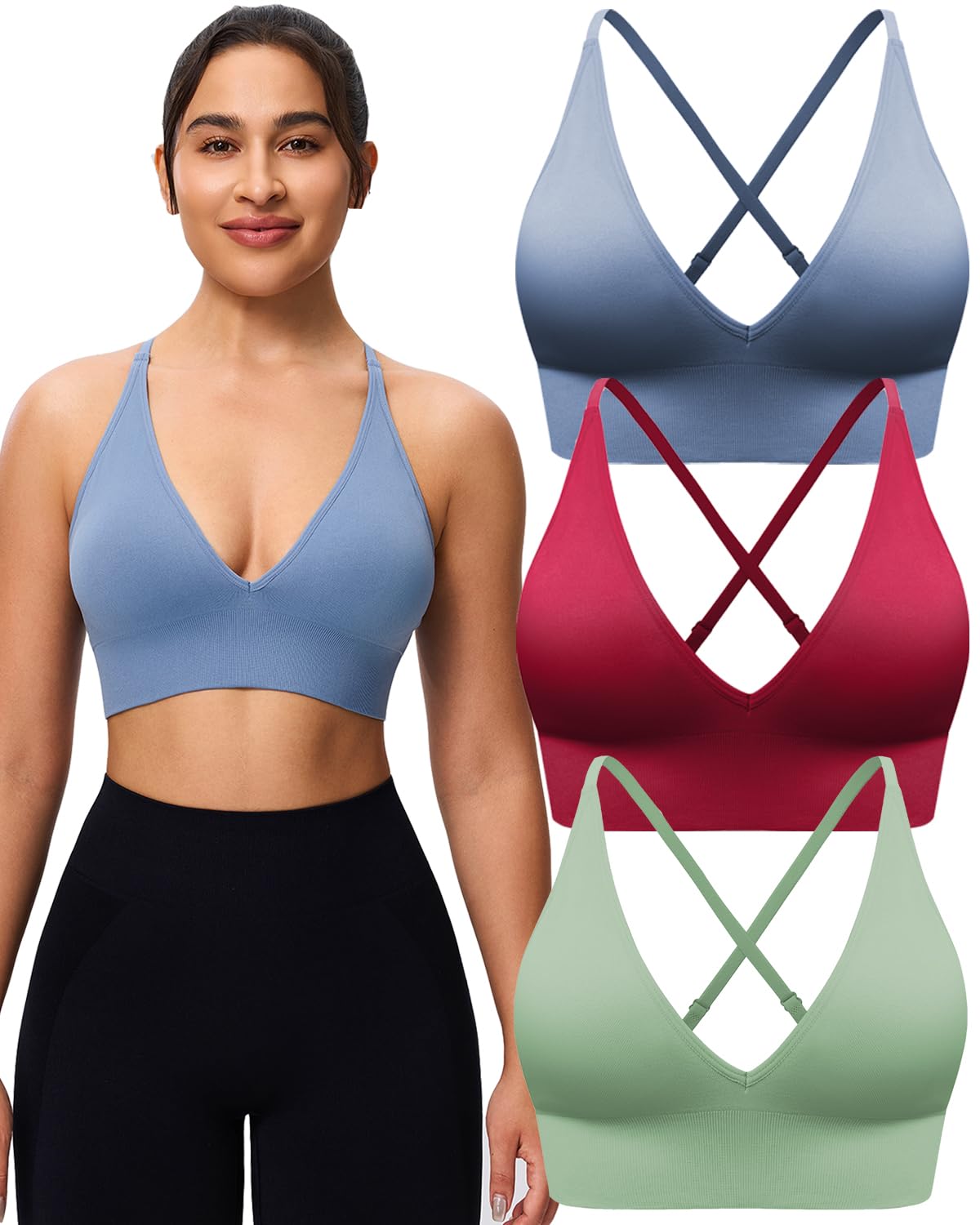Women's Seamless V-Neck Sports Bra