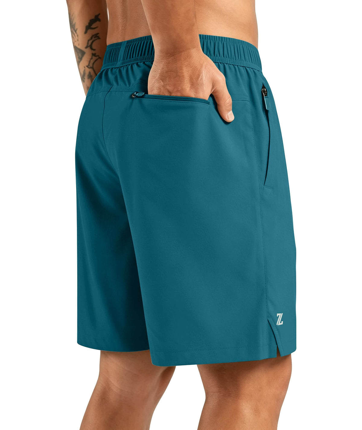 ZITY Men's 7 Inch Quick Dry Athletic Running Shorts, 3 Zipper Pockets