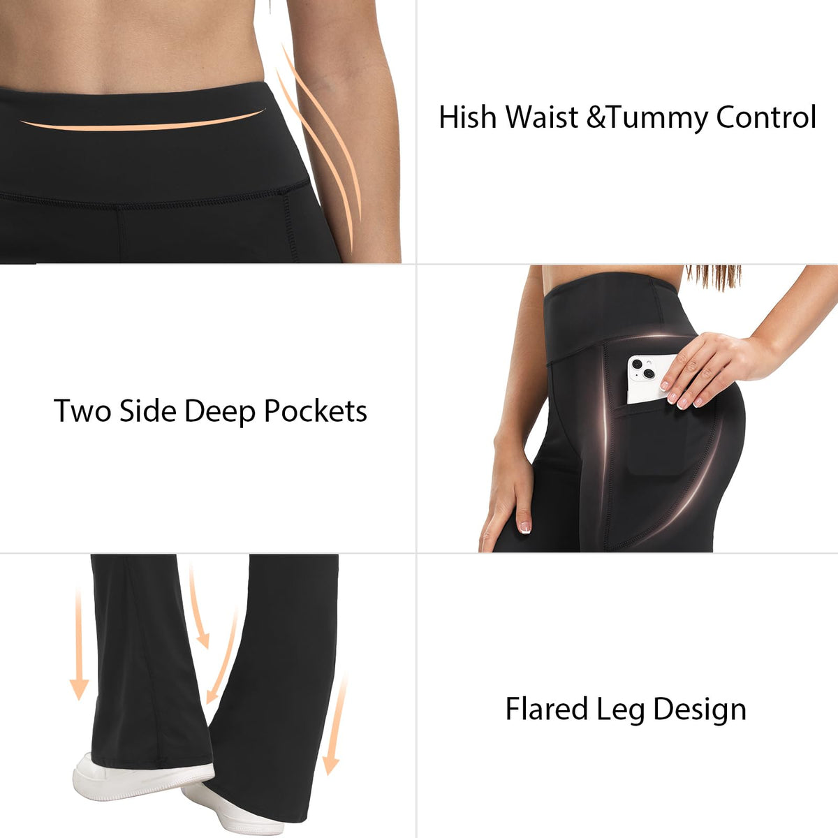 Shgiloo 3 Packs Women's Flare Leggings Yoga Pants with Pockets
