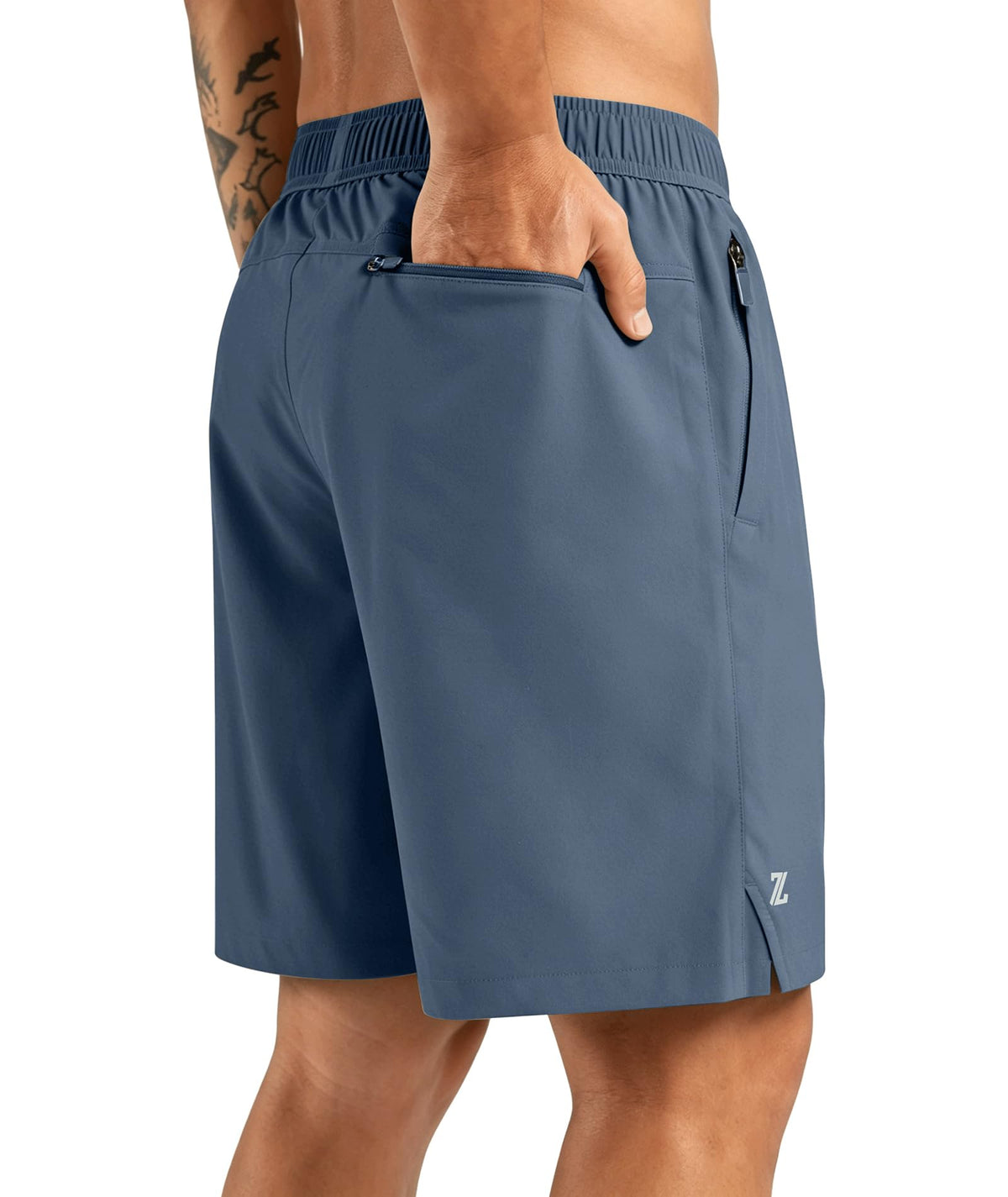 ZITY Men's 7 Inch Quick Dry Athletic Running Shorts, 3 Zipper Pockets