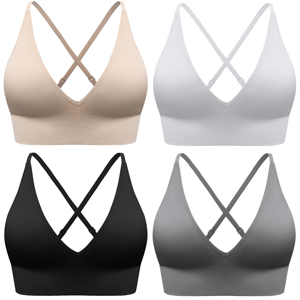 Women's Seamless V-Neck Sports Bra