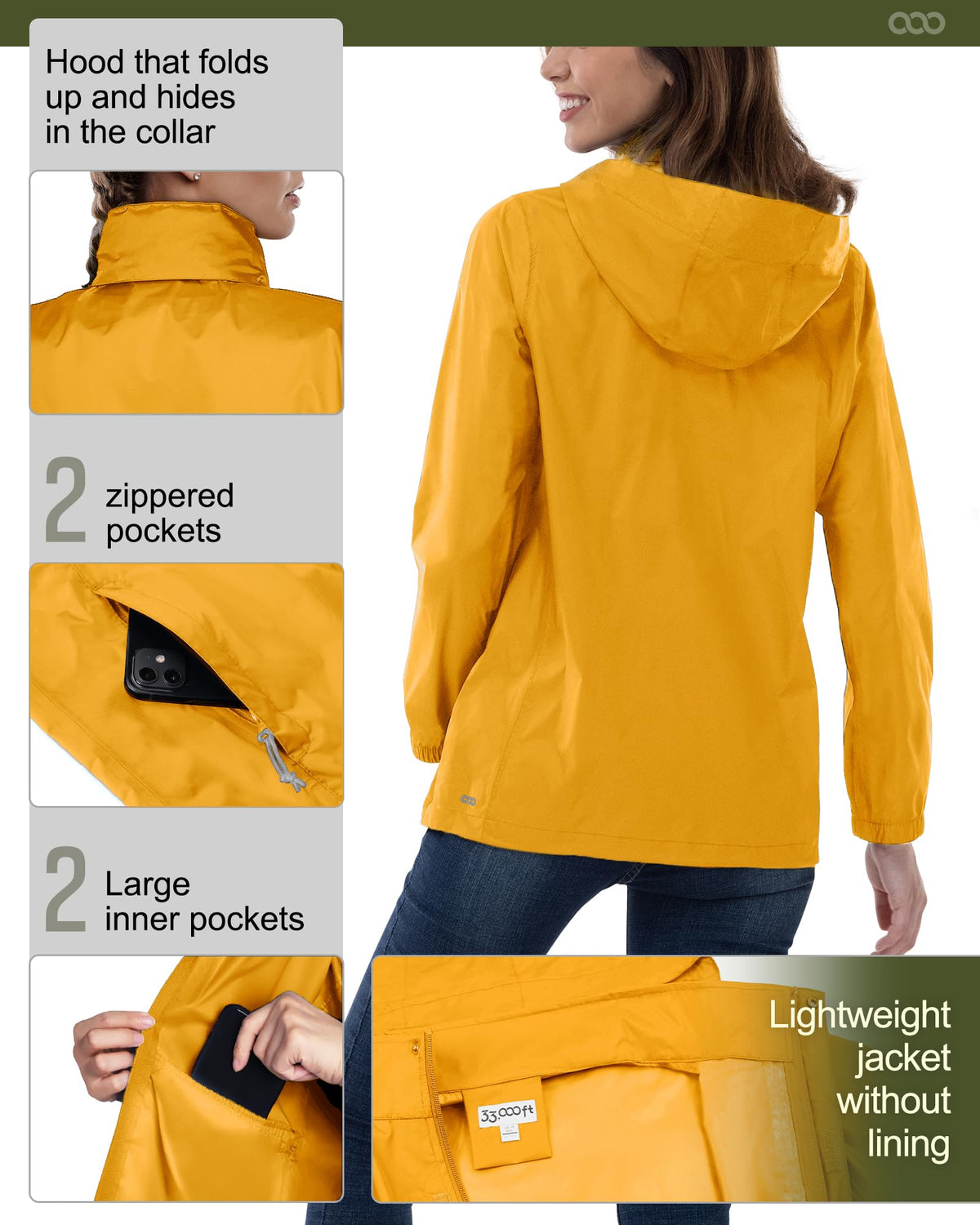 Women’s Packable Waterproof Rain Jacket