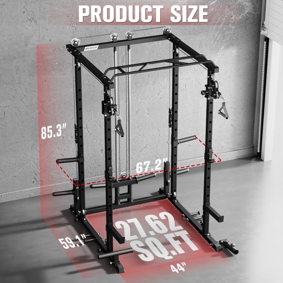 RitFit Power Cage Home Gym Package with Cable Crossover System