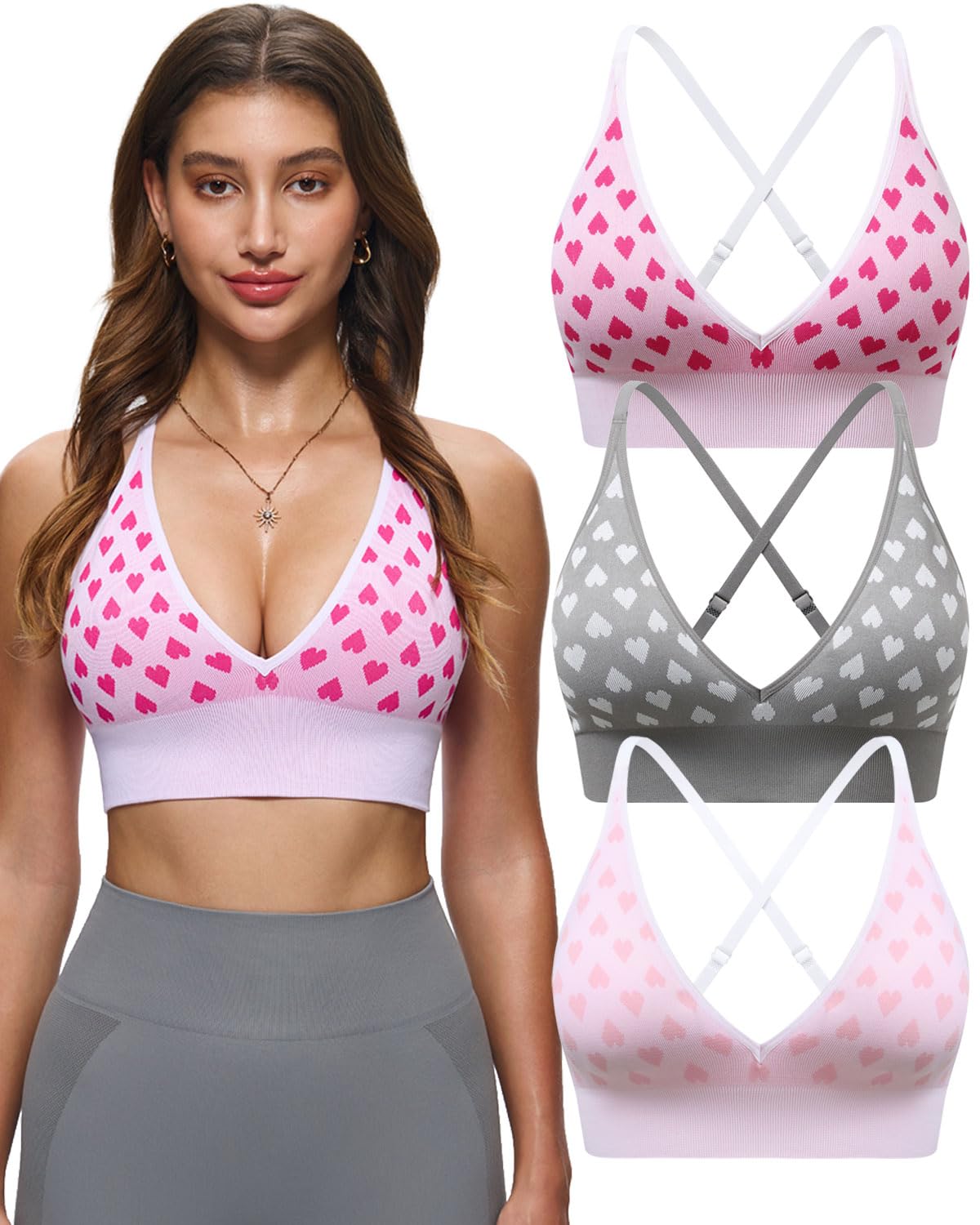 Women's Seamless V-Neck Sports Bra