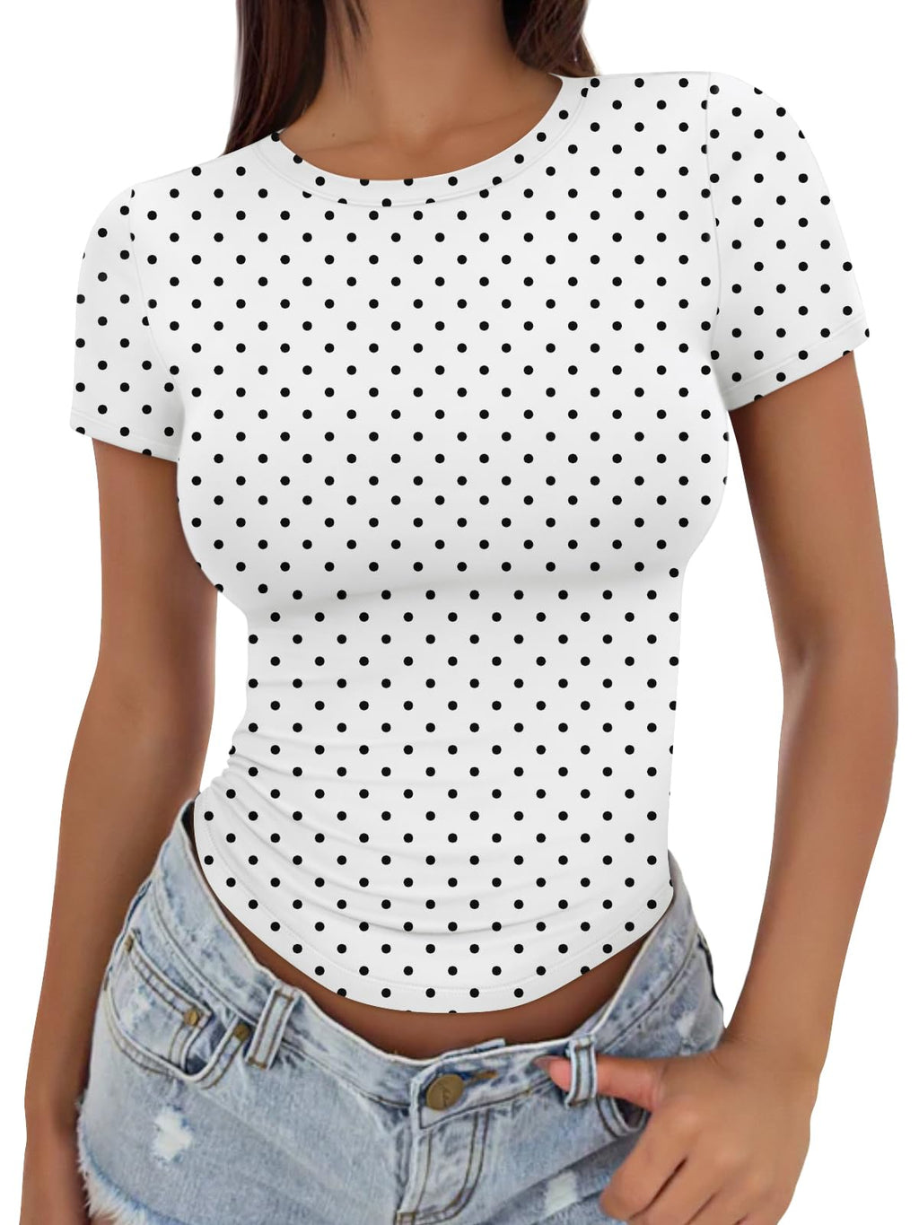 Trendy Queen Womens Fitted Short Sleeve Shirt Buttery Soft Top Stretchy Tee