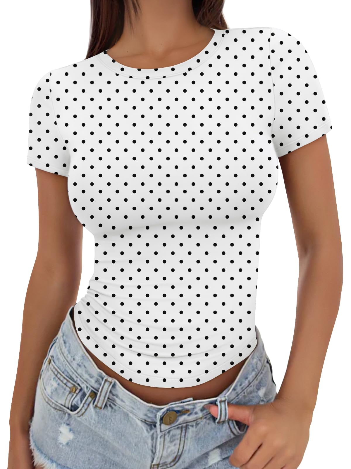 Trendy Queen Womens Fitted Short Sleeve Shirt Buttery Soft Top Stretchy Tee