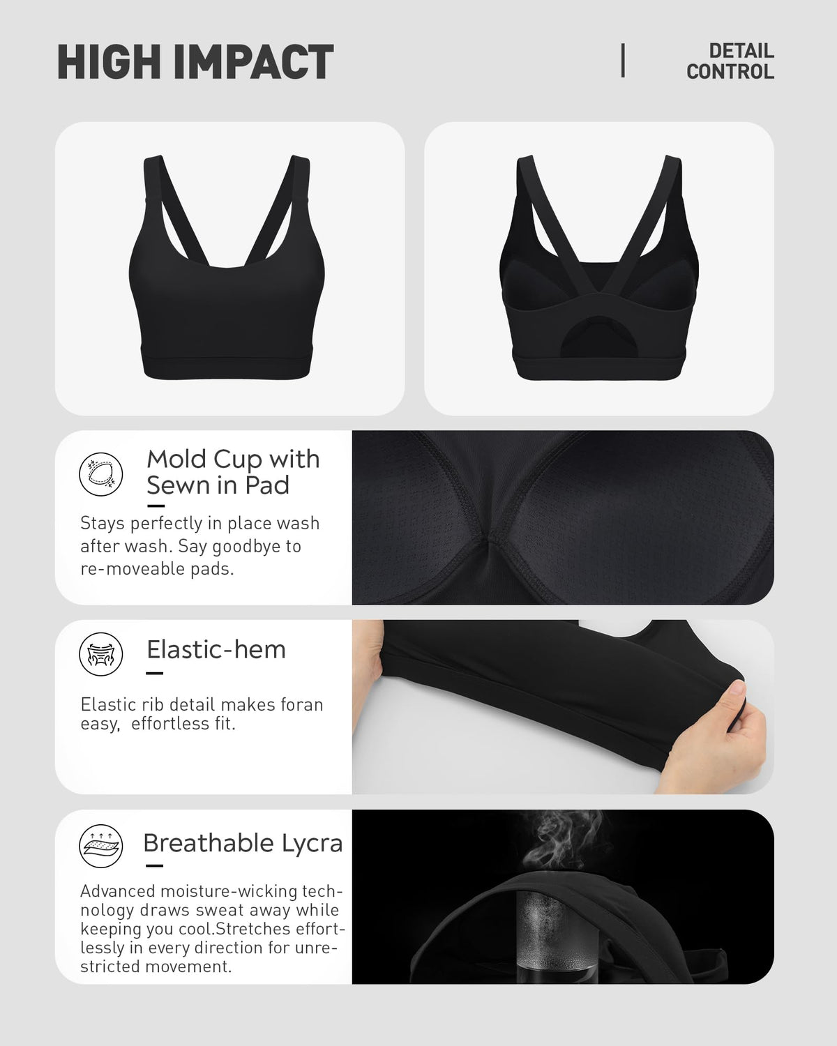RUNNING GIRL Cloud-Soft V Back High Impact Sports Bras for Women