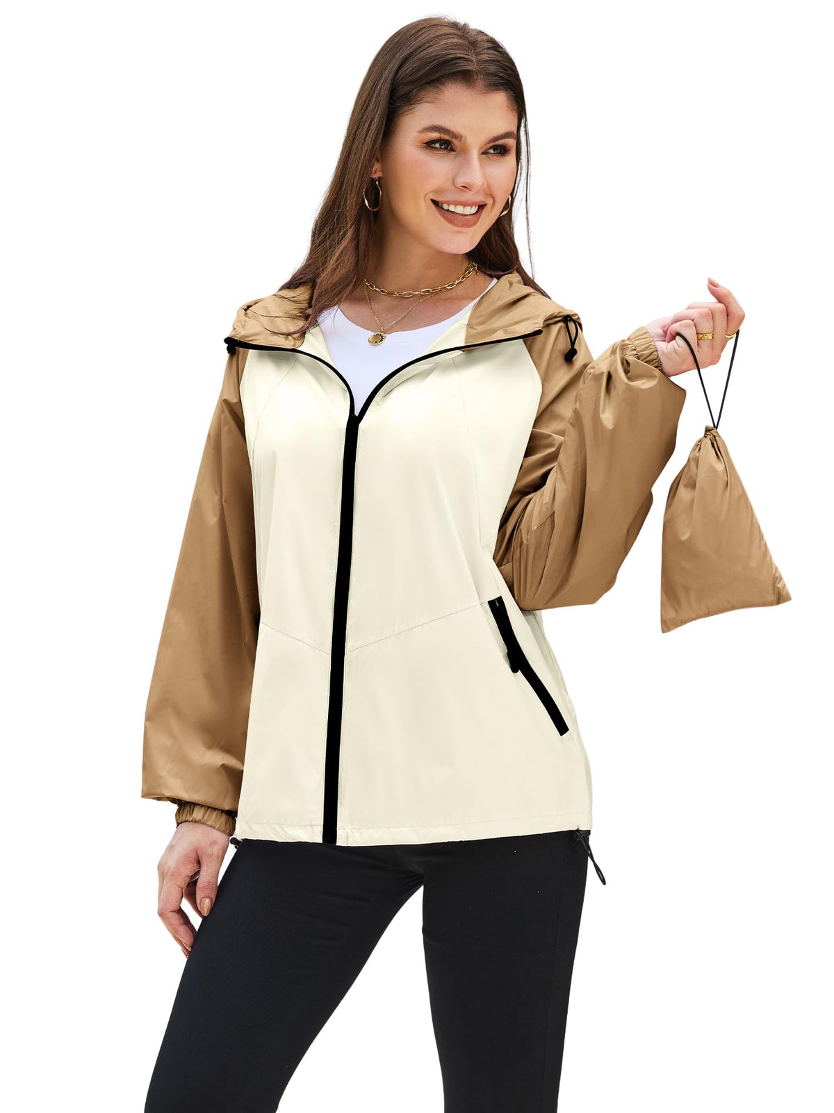PITINAN Women's Rain Jacket Packable with Hood Lightweight Travel XS-3XL
