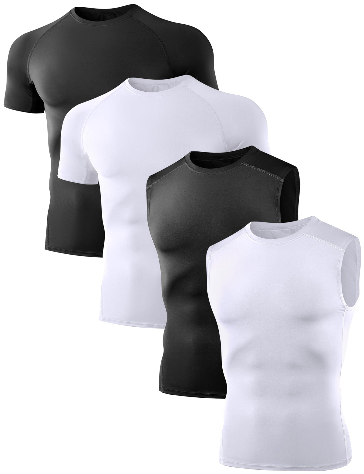 Dalavch 1/4/5 Pack Men's Compression Workout Short Sleeve/Sleeveless Shirts
