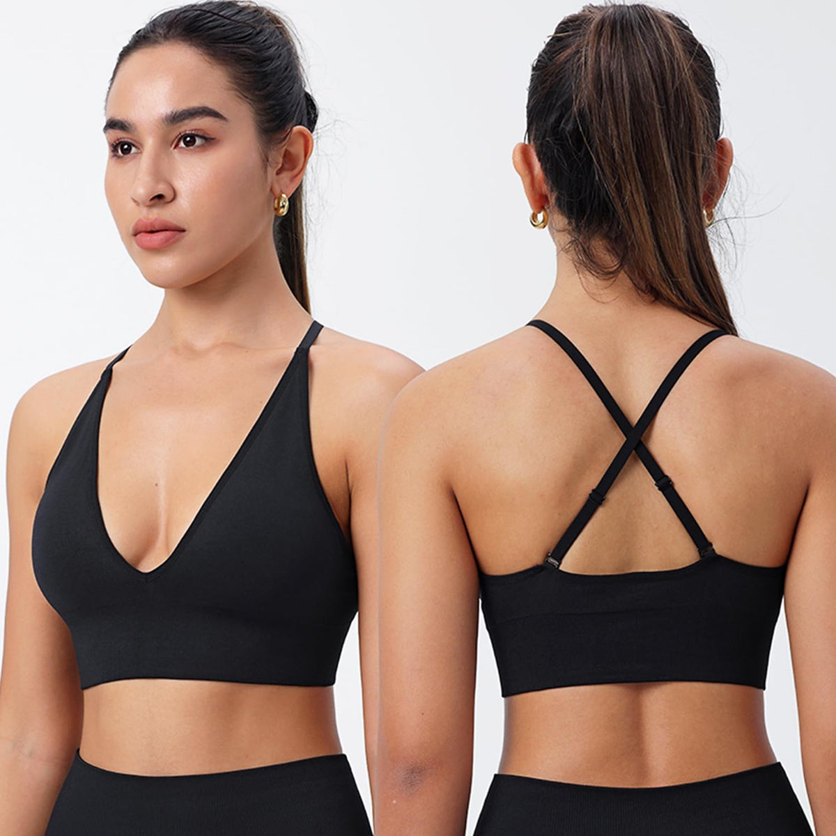 Women's Seamless V-Neck Sports Bra