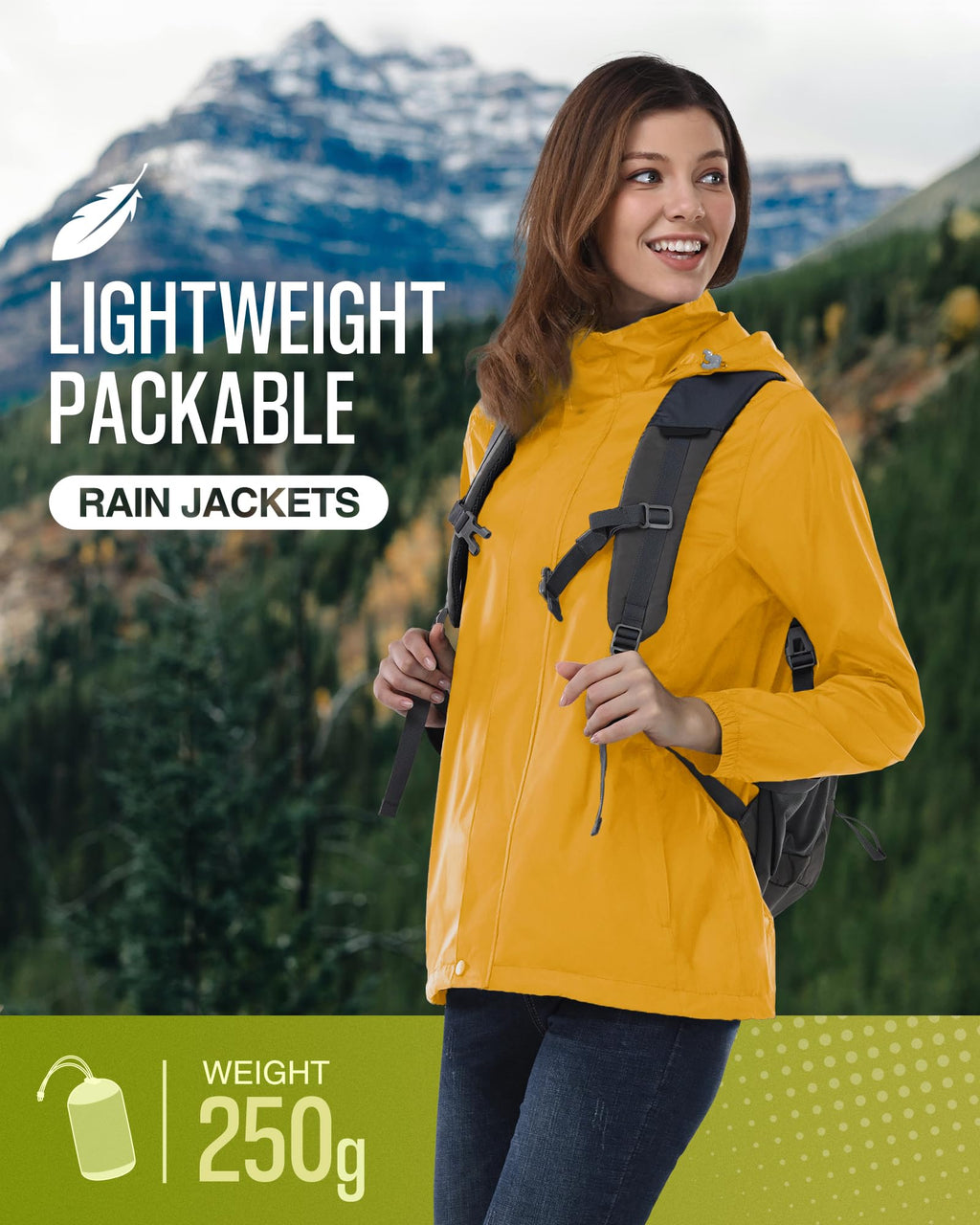 33,000ft Women's Rain Jacket Waterproof Lightweight Packable Raincoat