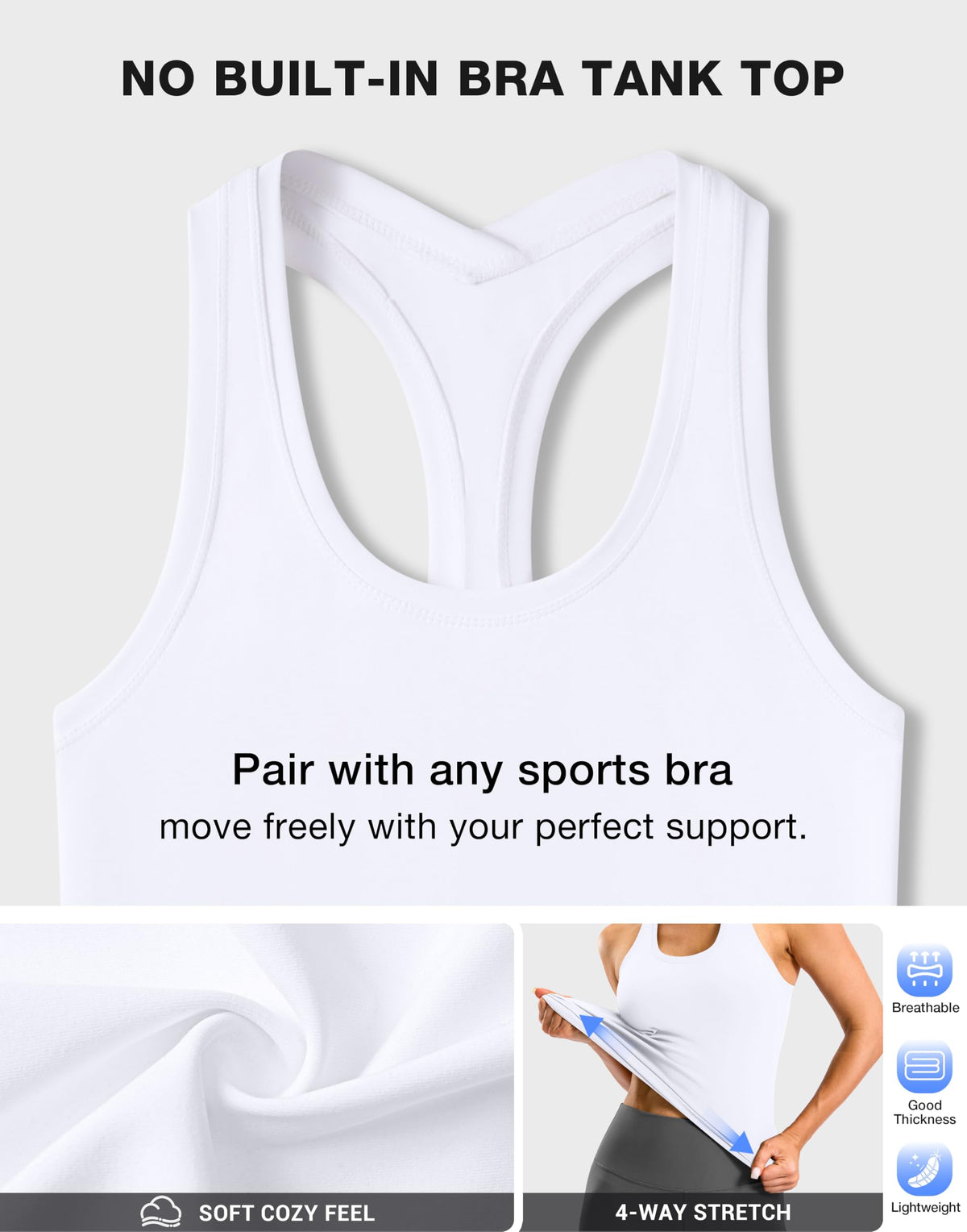 SANTINY Women's Workout Tank Tops Racerback Gym Shirts