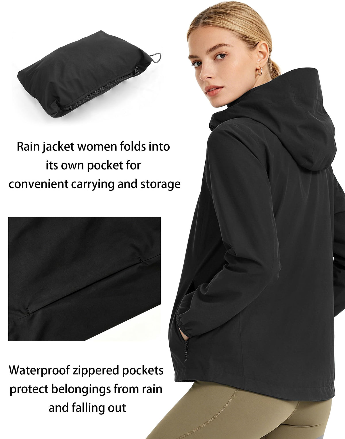 Women’s Waterproof Hooded Windbreaker