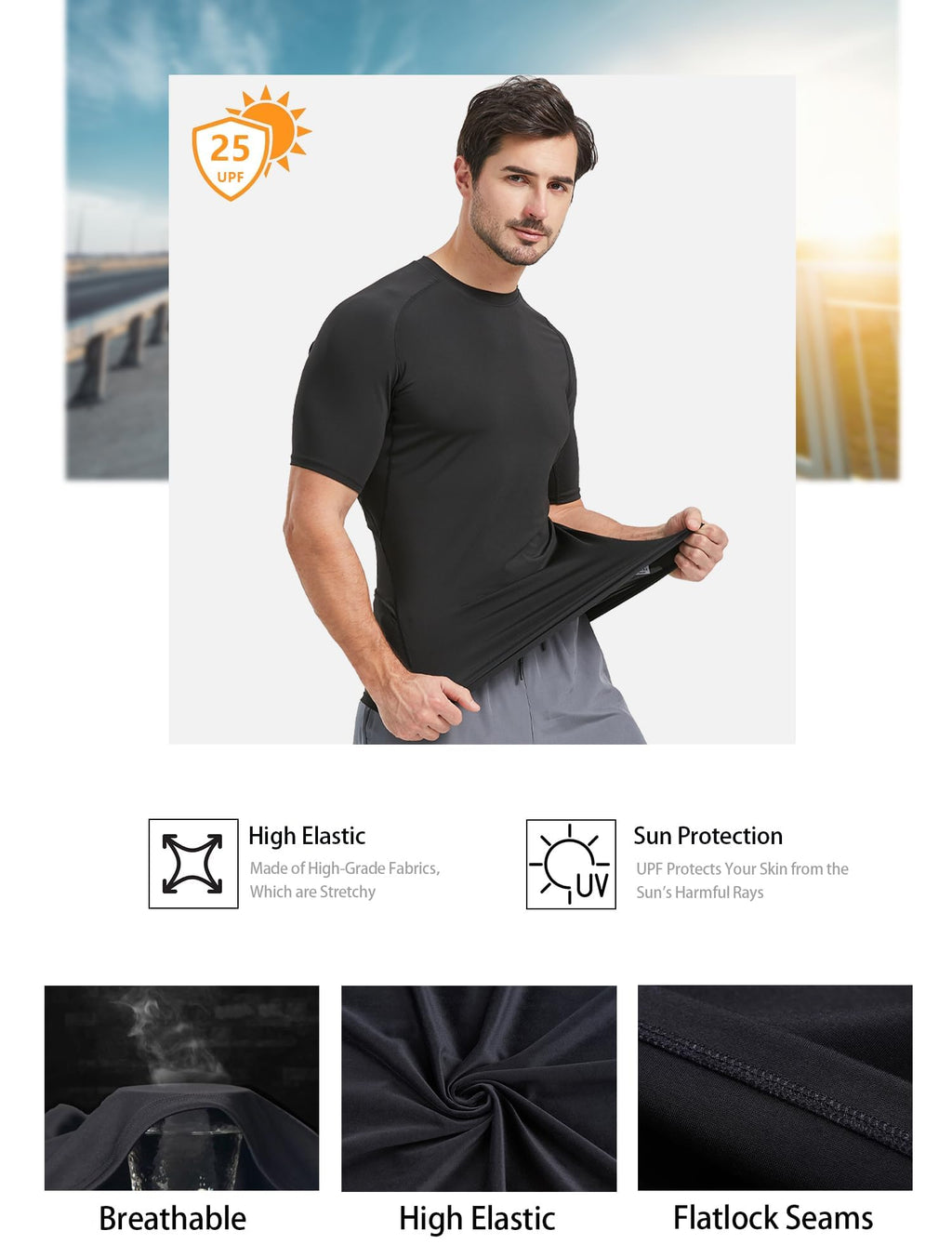 Dalavch 1/4/5 Pack Men's Compression Workout Short Sleeve/Sleeveless Shirts