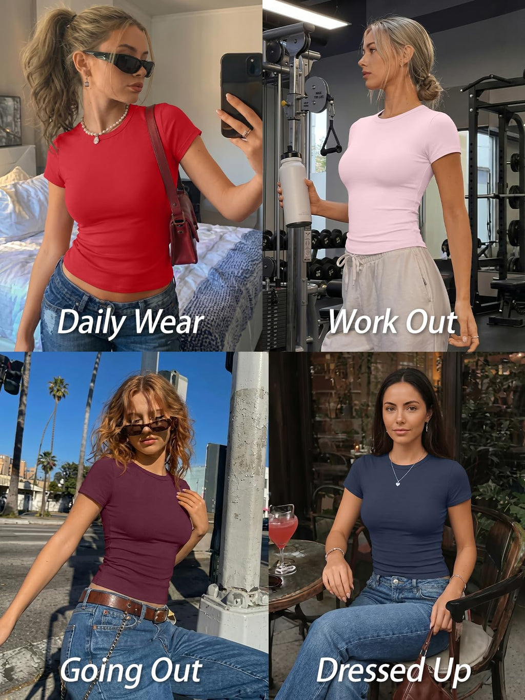 Trendy Queen Womens Fitted Short Sleeve Shirt Buttery Soft Top Stretchy Tee