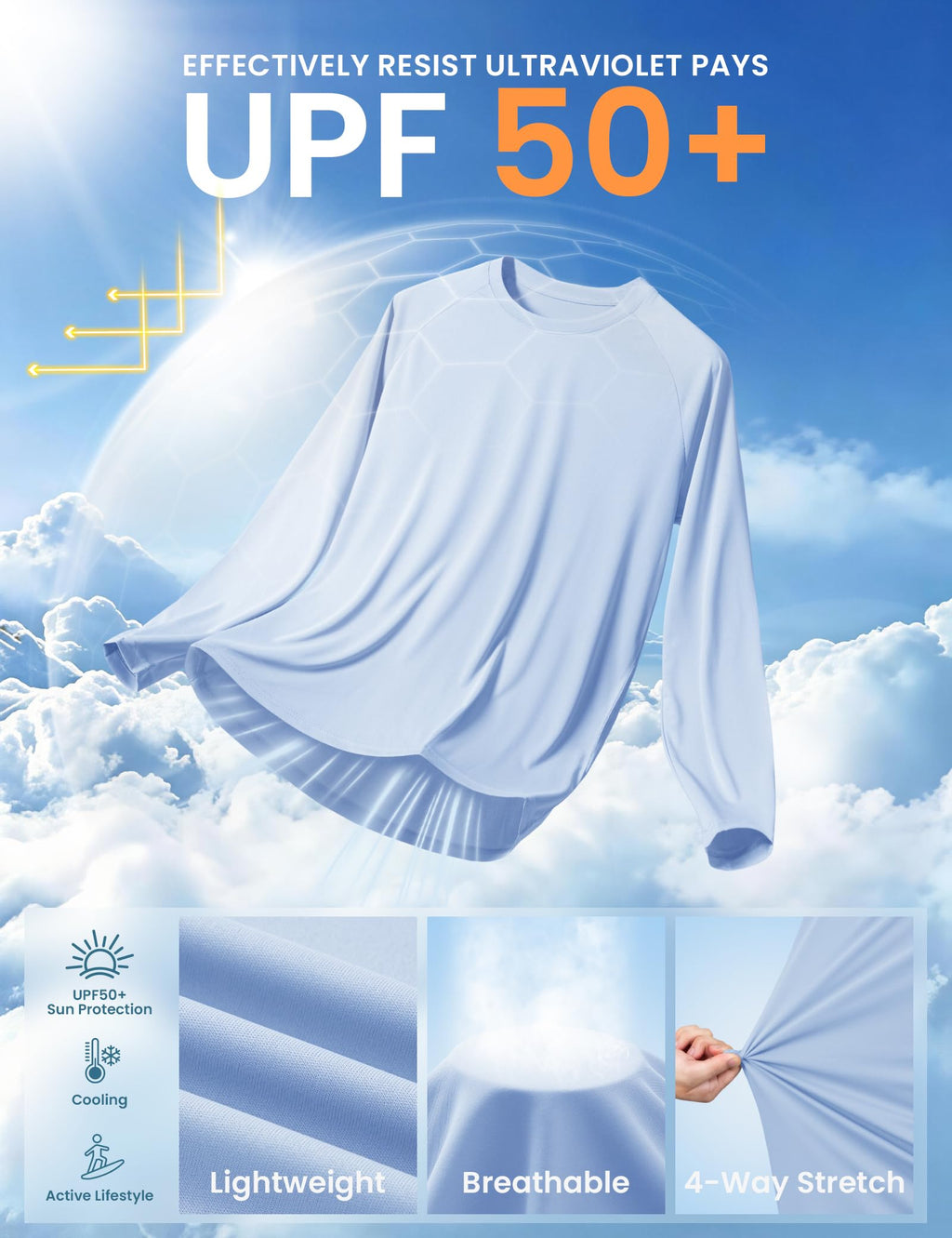 MLYENX 7 Pack Long Sleeve Shirts for Men Sun Protection Quick Dry