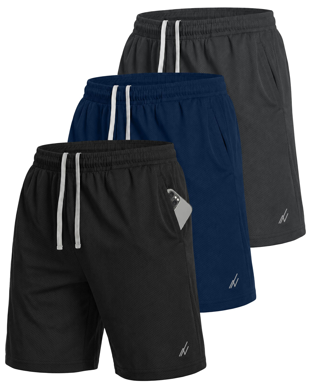 NY Threads Multipack Breathable Mesh Mens Athletic Shorts Loose-Fit Shorts