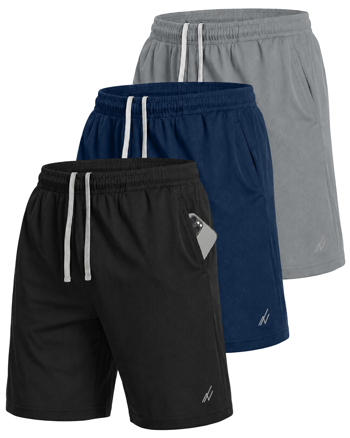 NY Threads Multipack Breathable Mesh Mens Athletic Shorts Loose-Fit Shorts