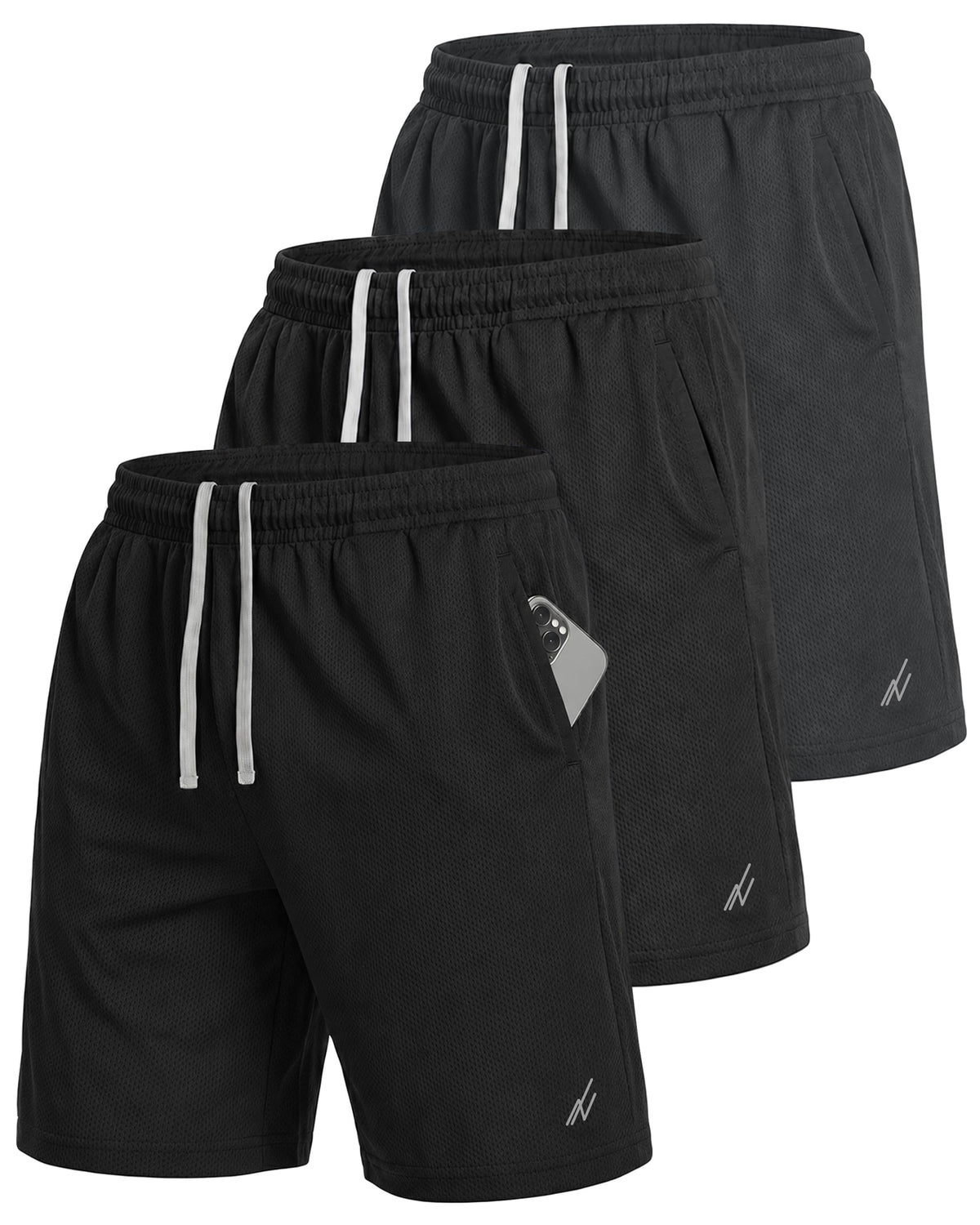 NY Threads Multipack Breathable Mesh Mens Athletic Shorts Loose-Fit Shorts