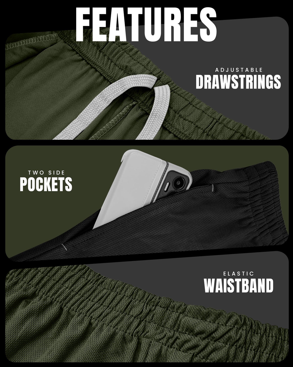 NY Threads Multipack Breathable Mesh Mens Athletic Shorts Loose-Fit Shorts