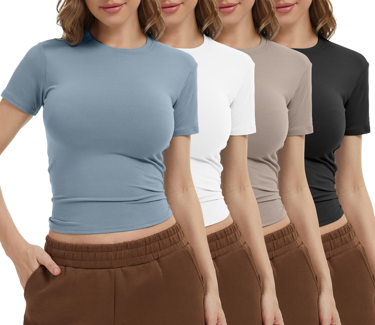 Dalavch 4 Pack Women's Workout Shirts Compression Short Sleeve